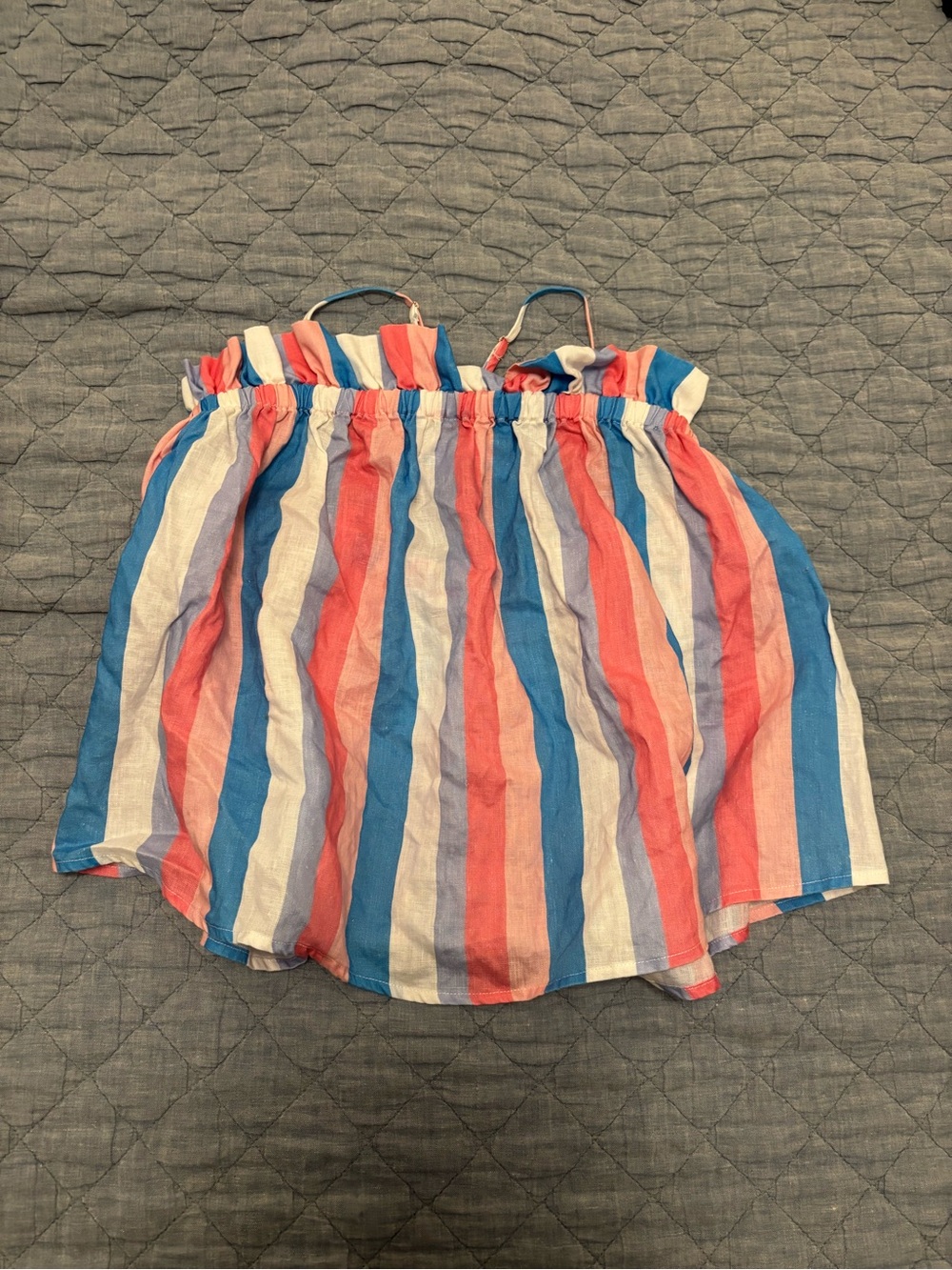 Buddy love Striped Sleeveless Ruffle Top